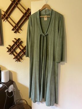 Sparrow Co Tie-Front Cardigan LongDuster 100% Organic Hemp/Cotton Botanical Dyed